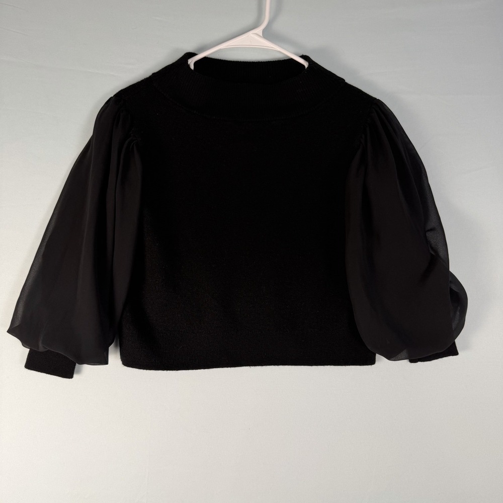 Club Monaco Size-S/P Women's Sweater Top Cropped Black